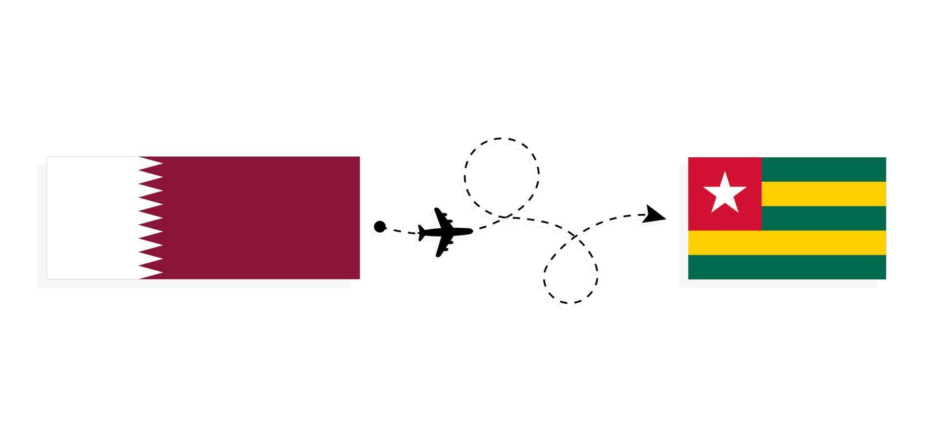 vuelo y viaje de qatar a togo por concepto de viaje en avión de pasajeros vector