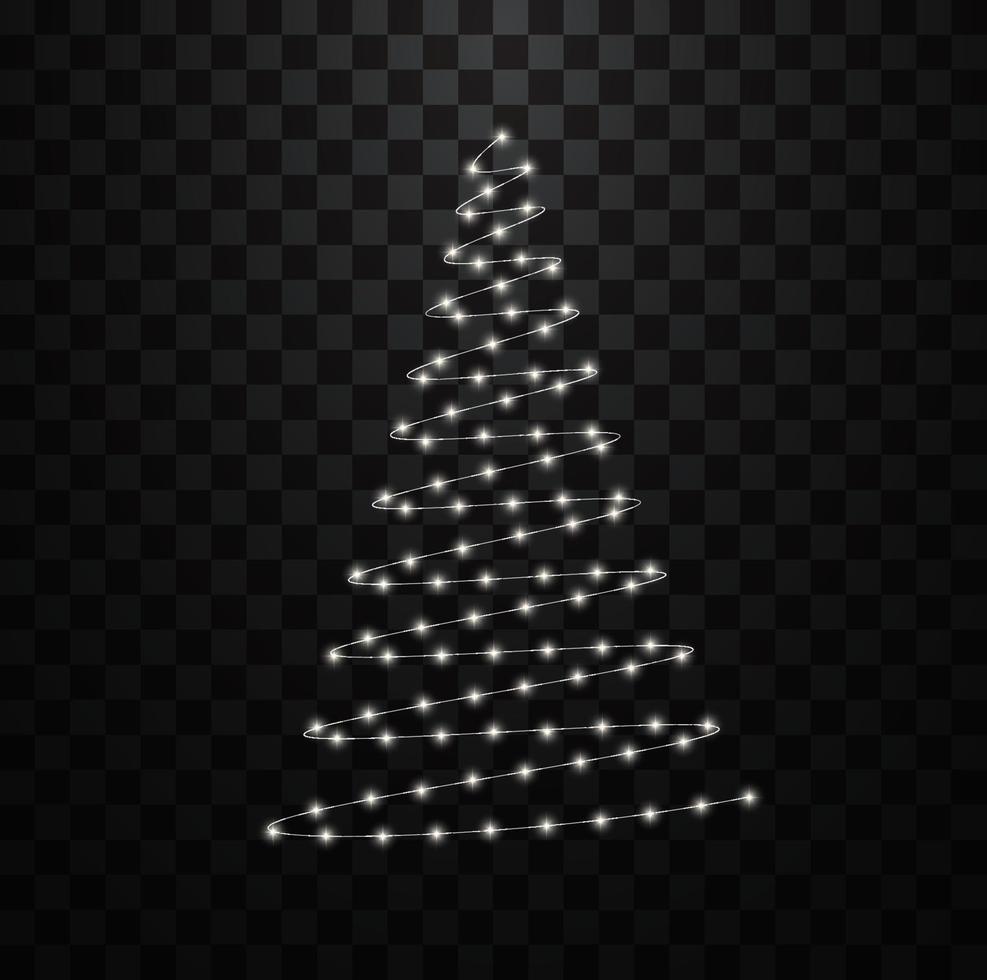Christmas tree from LED garland with light bulbs for christmas holiday vector