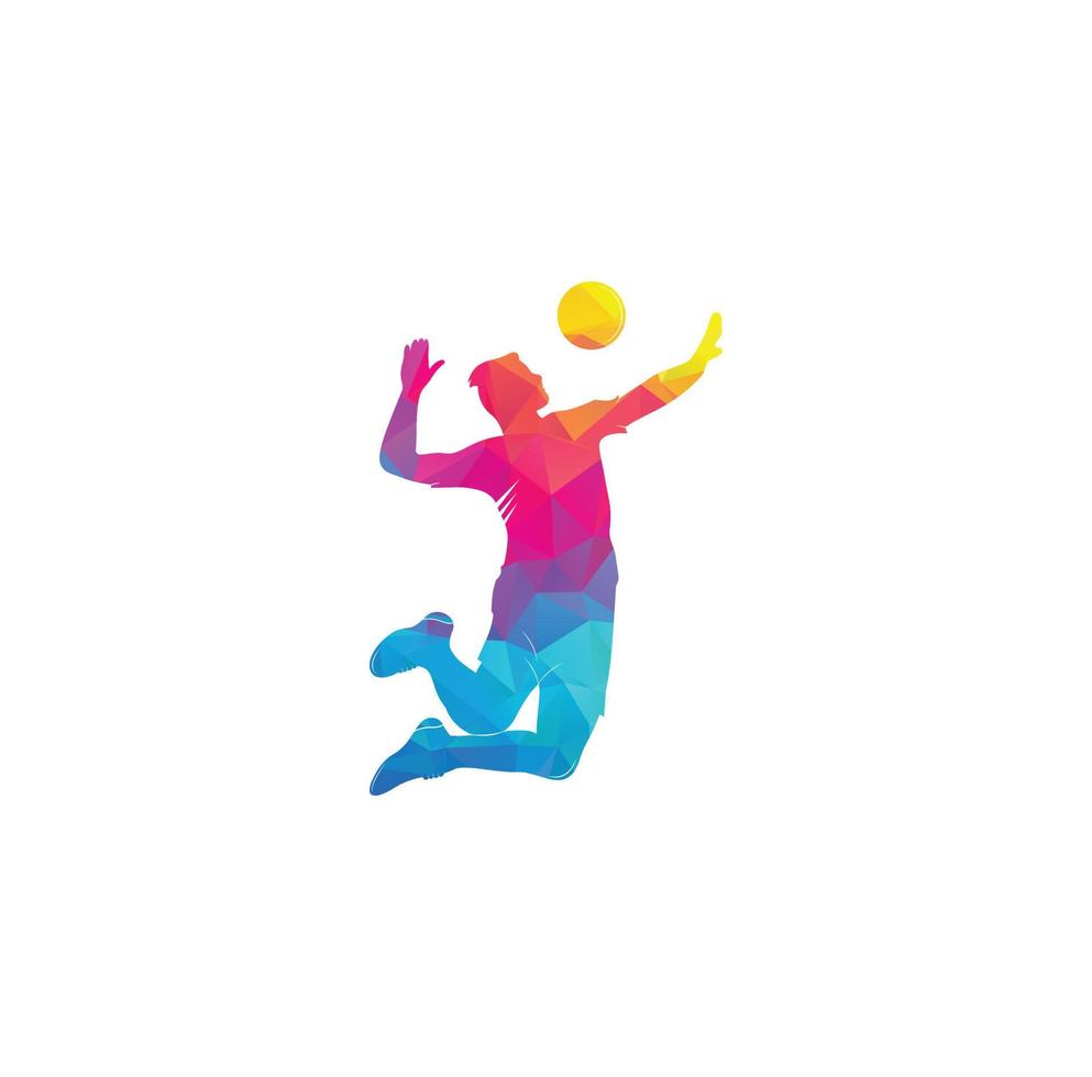 volleyball player logo.Abstract volleyball player jumping from a splash. Volleyball player serving ball. vector