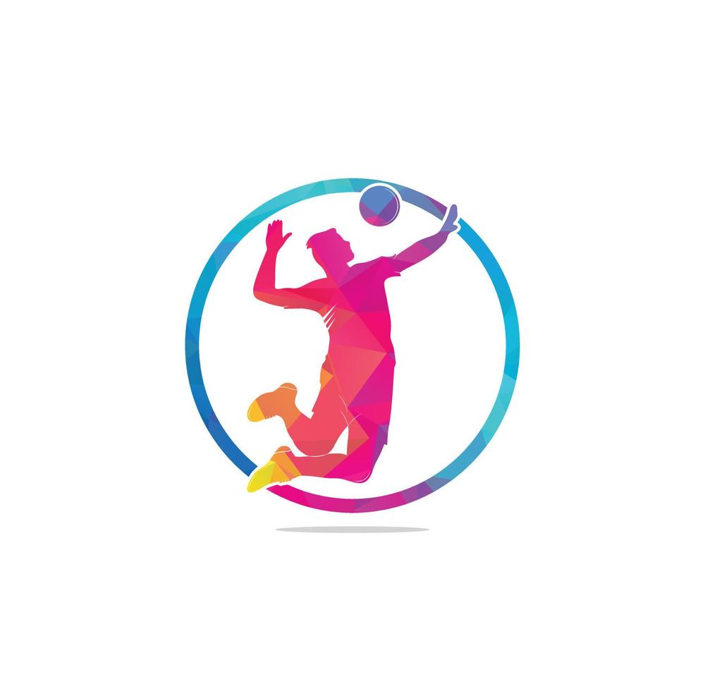 volleyball player logo.Abstract volleyball player jumping from a splash. Volleyball player serving ball. vector