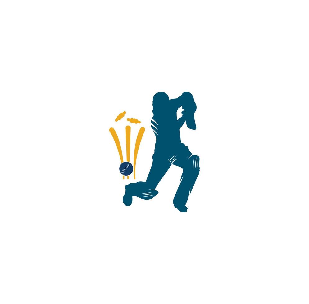 bateador jugando al cricket. logotipo de la competencia de cricket. personaje de jugador de críquet estilizado para el diseño de sitios web. campeonato de críquet. vector