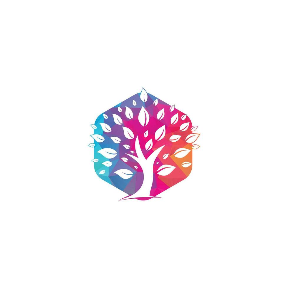 Green tree logo design. Abstract organic element vector design. Ecology Happy life Logotype concept icon.