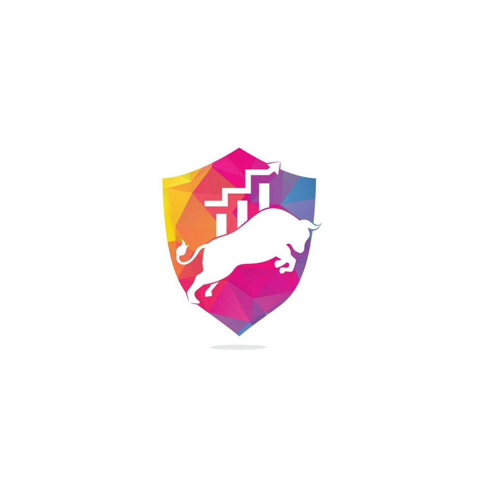 Financial bull logo design. Trade Bull Chart, finance logo. Economy finance chart bar business productivity logo icon. vector