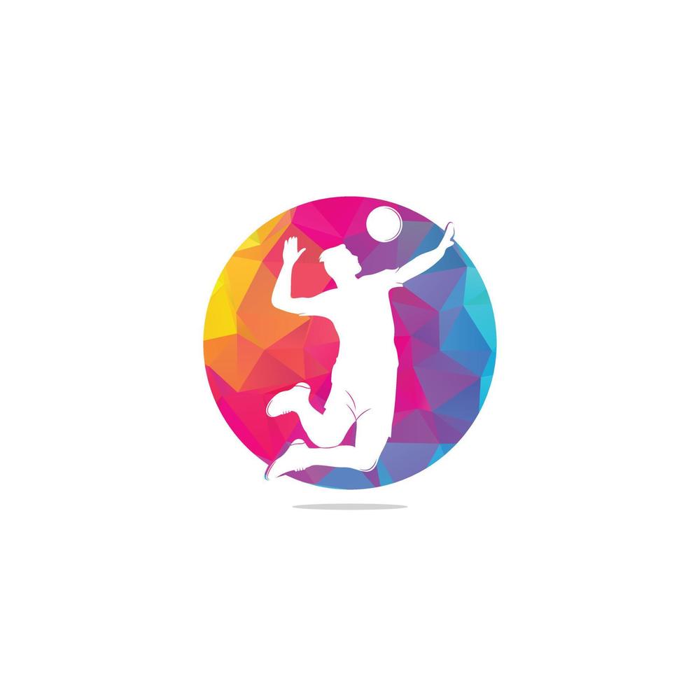 volleyball player logo.Abstract volleyball player jumping from a splash. Volleyball player serving ball. vector