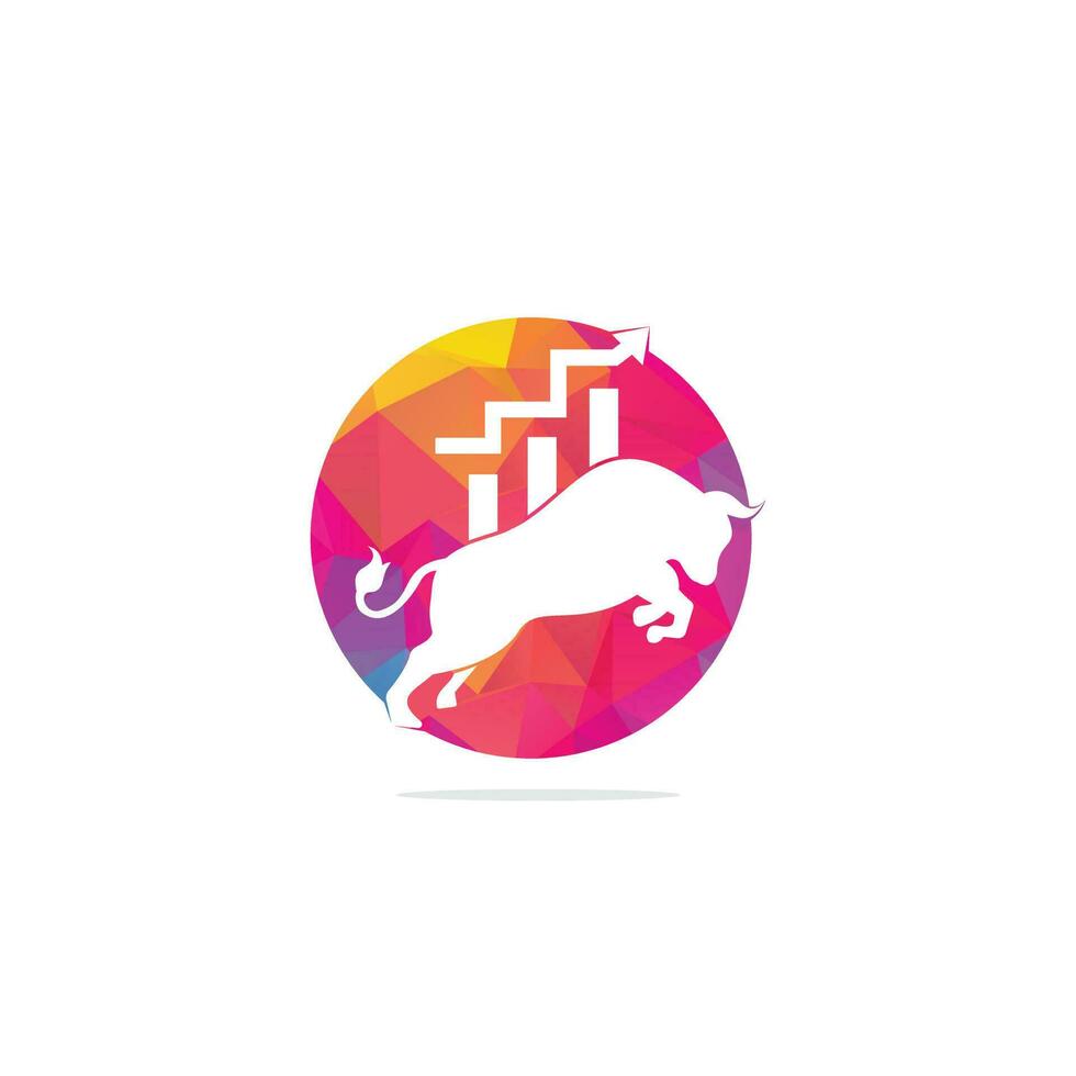 diseño del logo del toro financiero. gráfico de toros comerciales, logotipo de finanzas. icono del logotipo de la productividad empresarial de la barra del gráfico de finanzas económicas. vector