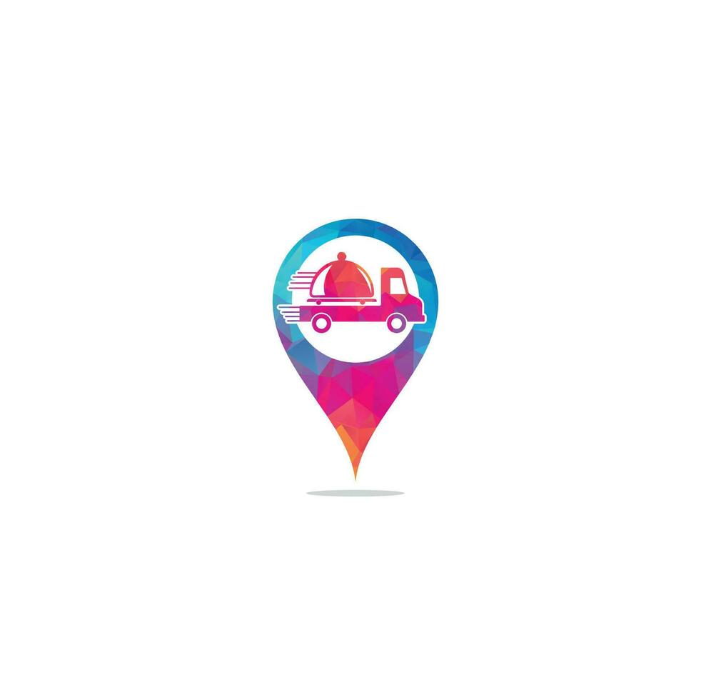 food truck map pin shape concept logo design template. restaurant icon sign design element vector