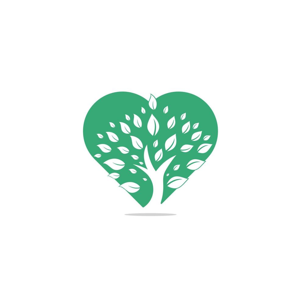 Green tree heart shape concept logo design. Abstract organic element vector design. Ecology Happy life Logotype concept icon. Tree logo design