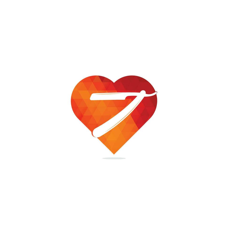 Razor blade heart shape concept logo design. simple flat vector illustration. Barber shop logo, label. Barber shop logo with barber razor