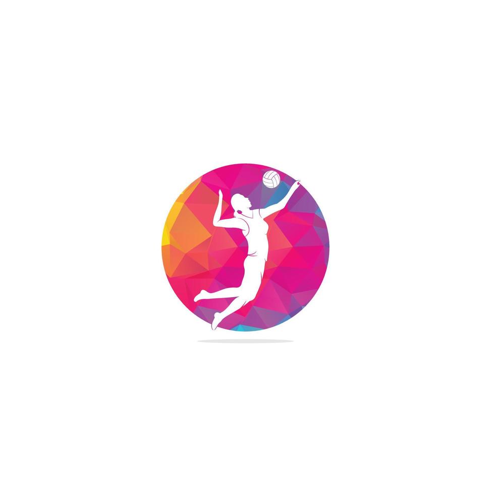 Female volleyball player logo.Abstract volleyball player jumping from a splash. Volleyball player serving ball. vector