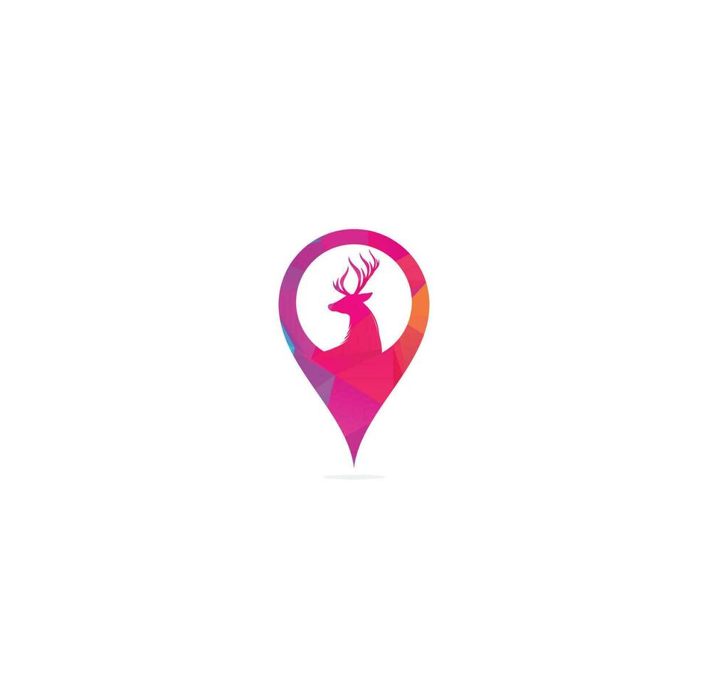 Deer and map pointer logo design. Deer locator logo design. vector