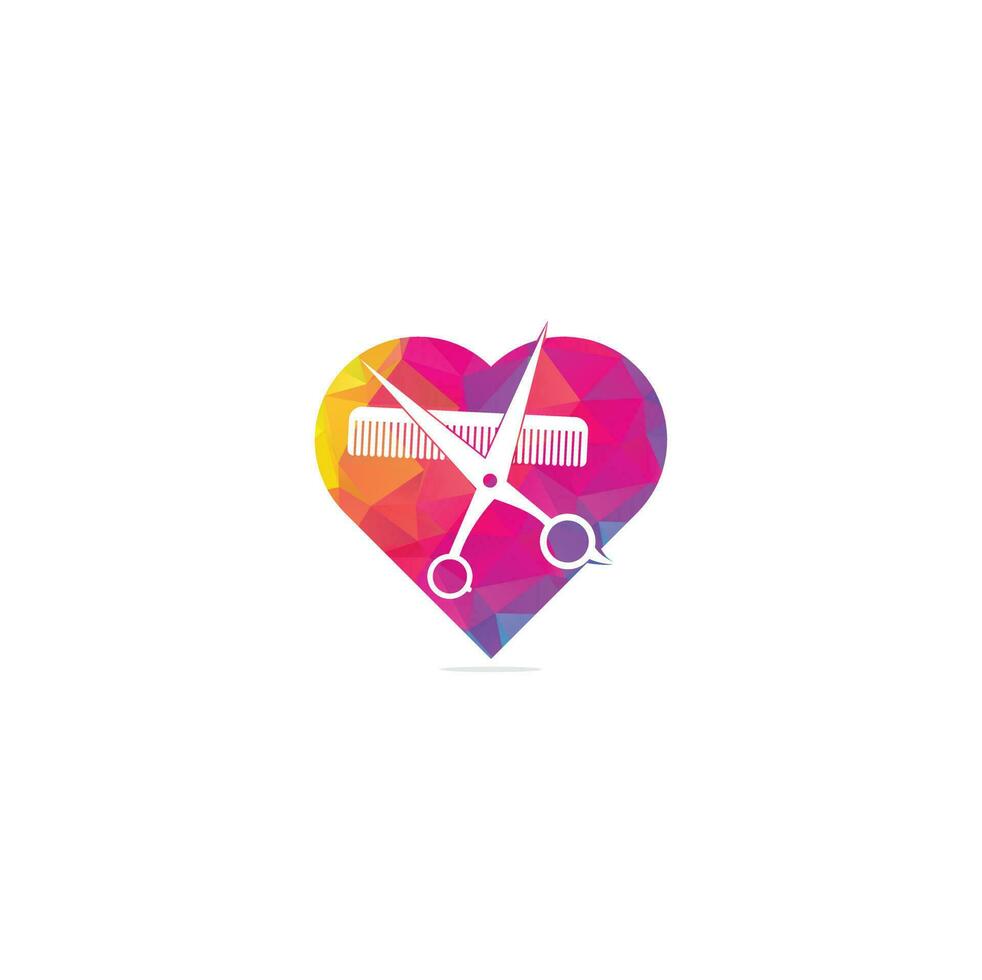 Logo for barbershop, hair salon. Scissors icon barbershop logo sign. Scissor and comb drop shape concept logo. Scissors comb logo vector