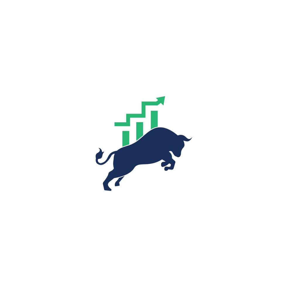 Financial bull logo design. Trade Bull Chart, finance logo. Economy finance chart bar business productivity logo icon. vector