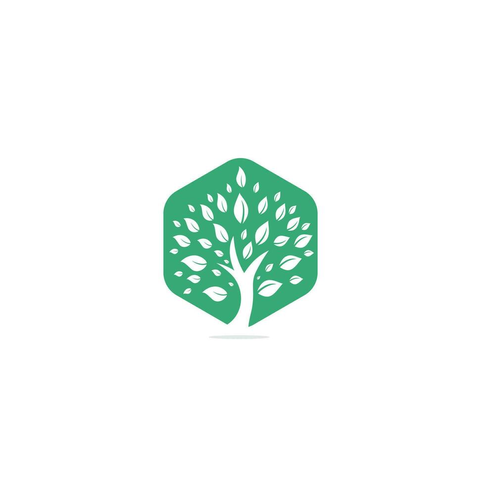 Green tree logo design. Abstract organic element vector design. Ecology Happy life Logotype concept icon.