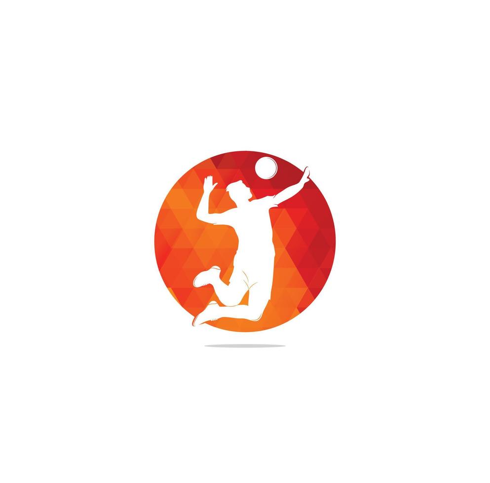 Volleyball player bulb shape concept logo. Abstract volleyball player jumping from a splash. Volleyball player serving ball. vector