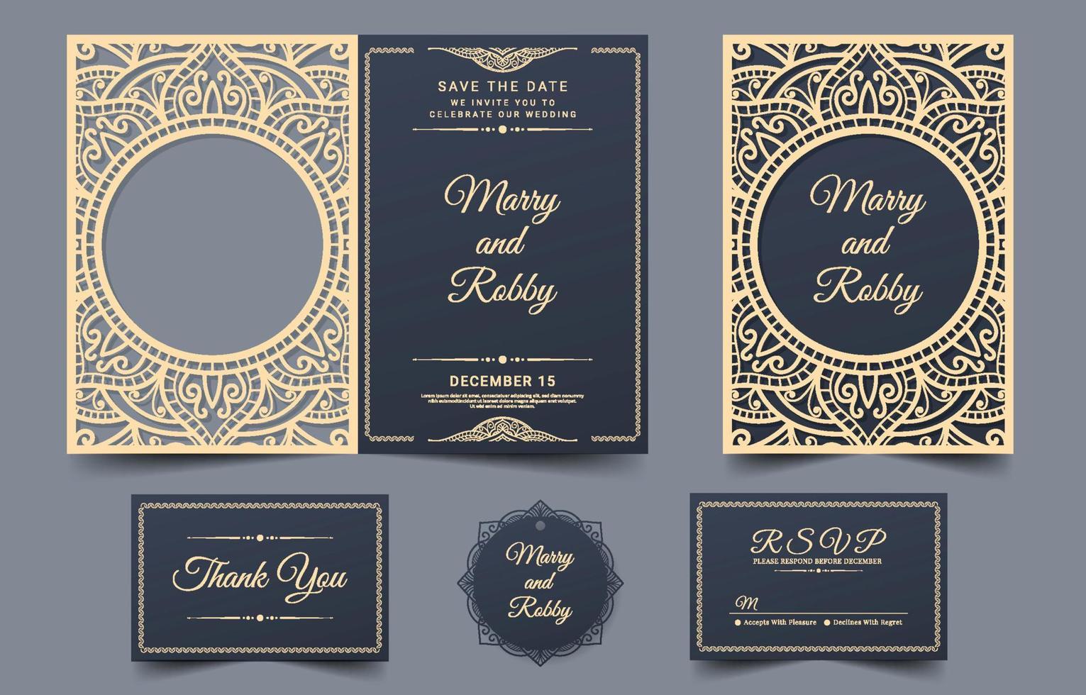 Laser Cut Wedding Invitation Template vector