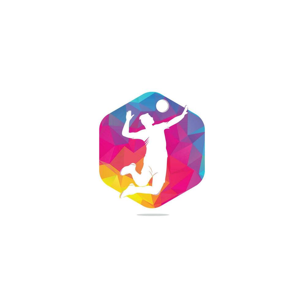 volleyball player logo.Abstract volleyball player jumping from a splash. Volleyball player serving ball. vector