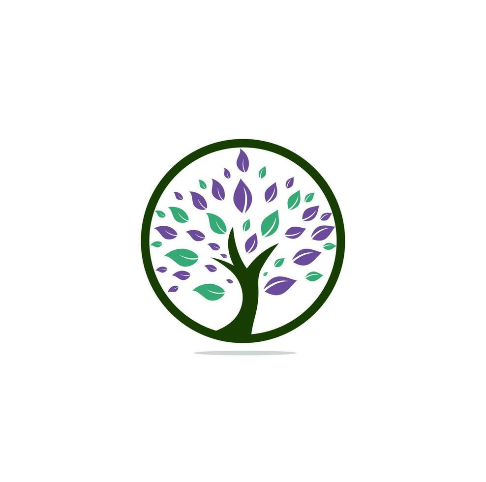 Green tree logo design. Abstract organic element vector design. Ecology Happy life Logotype concept icon.