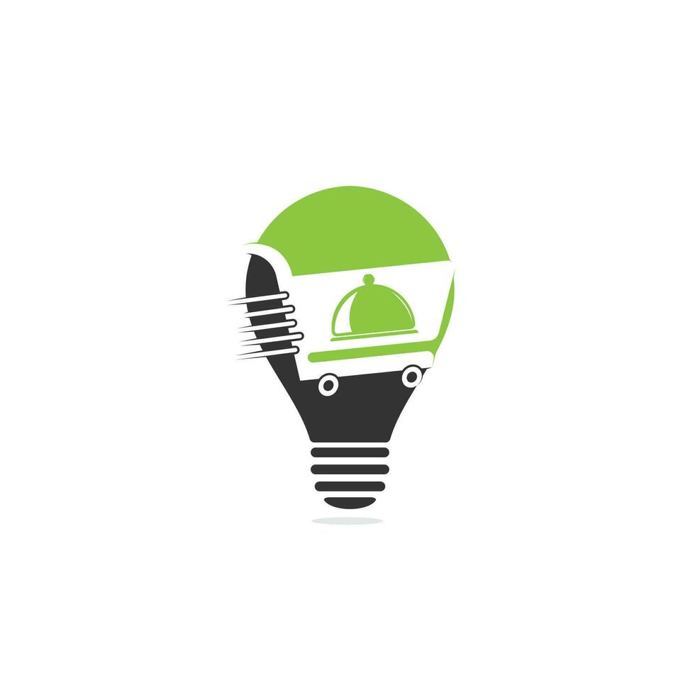 Light Bulb Food delivery logo design. Fast delivery service sign. Online food delivery service. vector