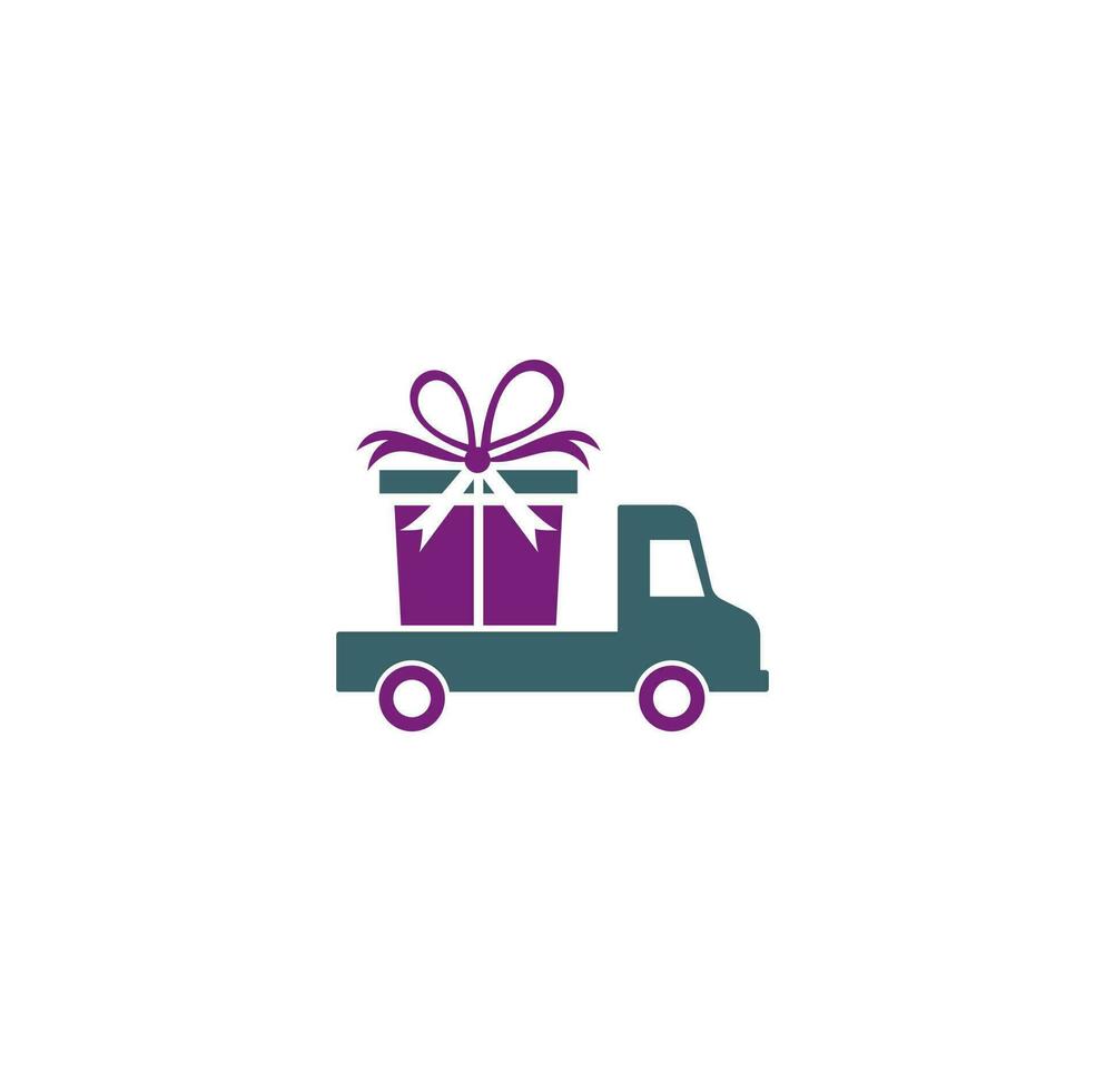Truck car delivery logo vector design template with truck, car and speed symbol, fast delivery logo template. truck gift delivery logo.