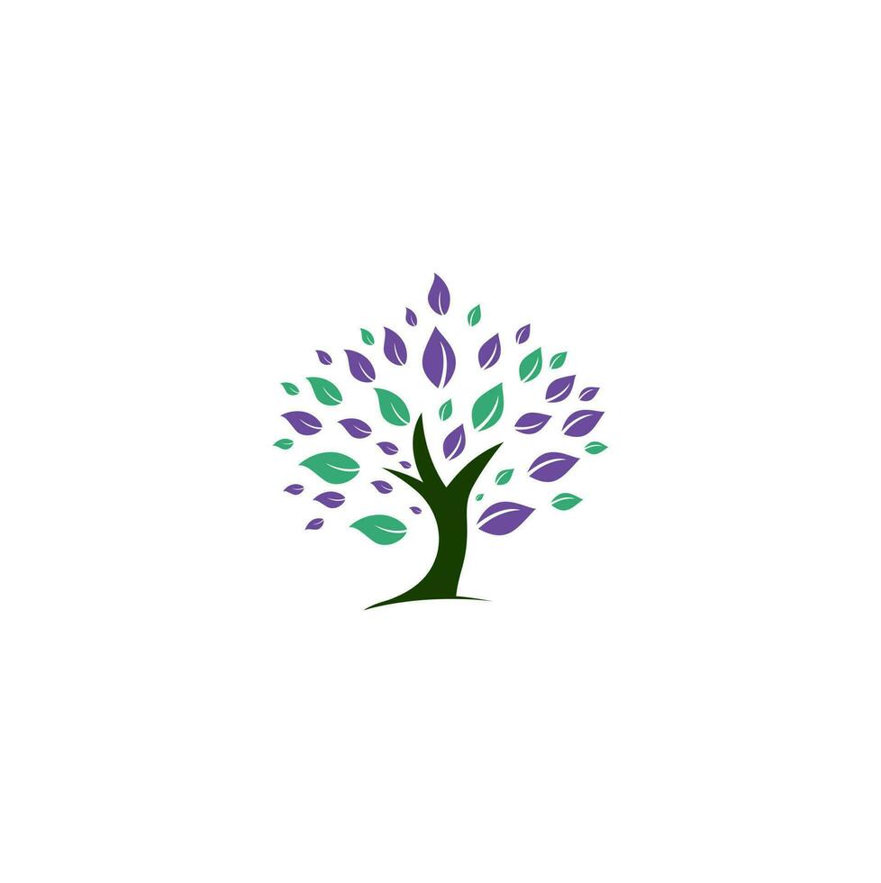 diseño de logotipo de árbol verde. diseño de vector de elemento orgánico abstracto. icono de concepto de logotipo de vida feliz de ecología.