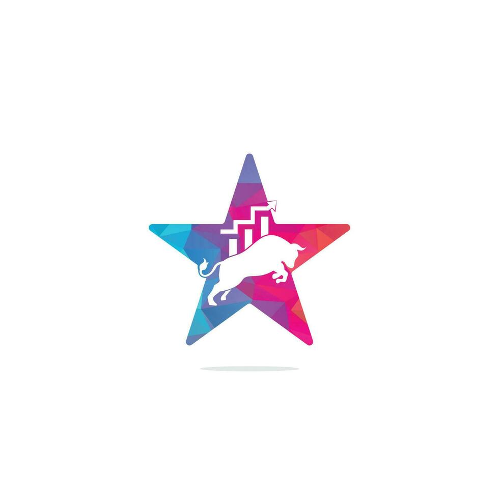 Financial bull star shape concept logo design. Trade Bull Chart, finance logo. Economy finance chart bar business productivity logo icon. vector
