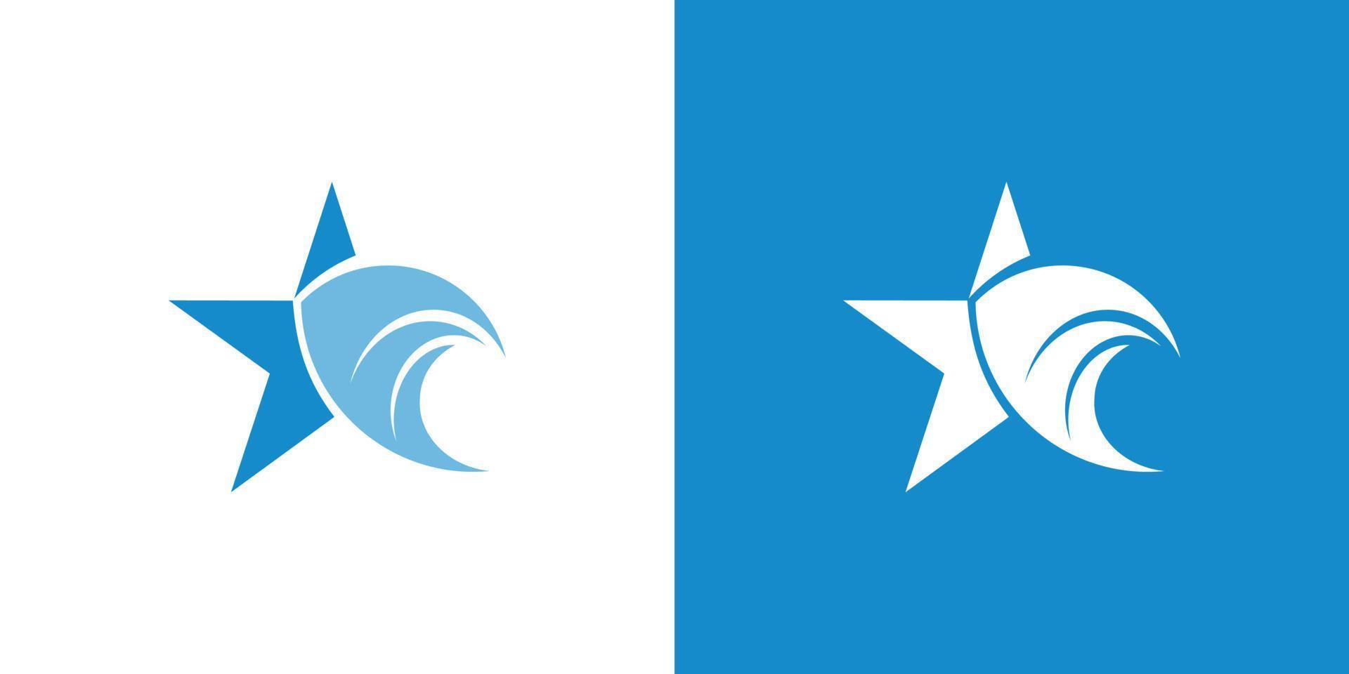 diseño de logotipo de estrella de onda único y moderno 2 vector