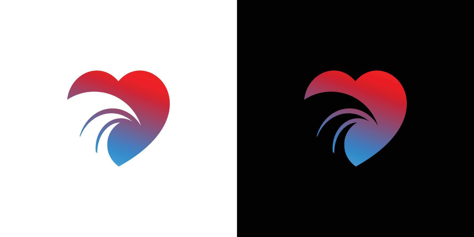 Modern and unique love wave logo design vector