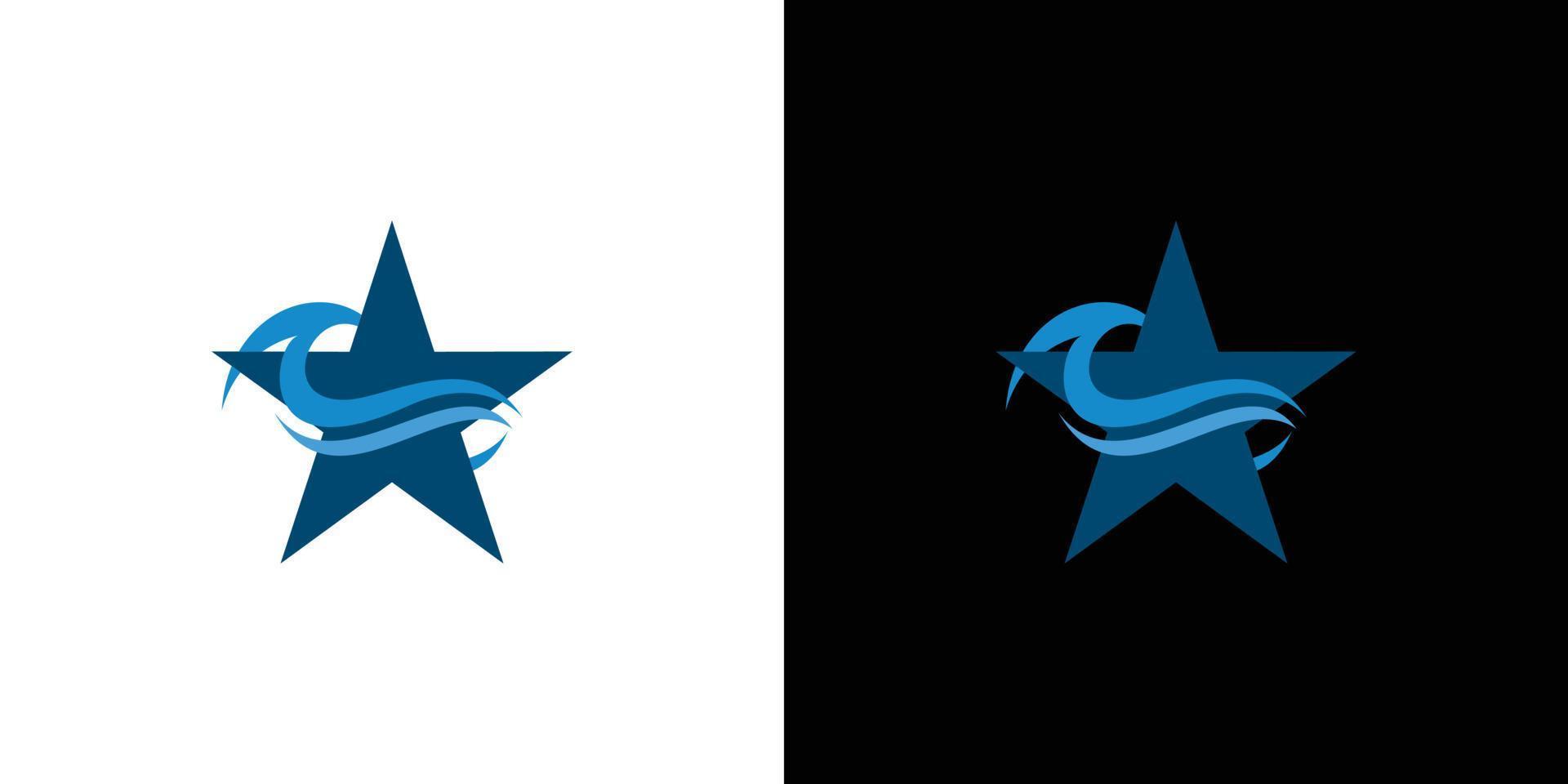 diseño de logotipo de estrella de onda único y moderno 3 vector