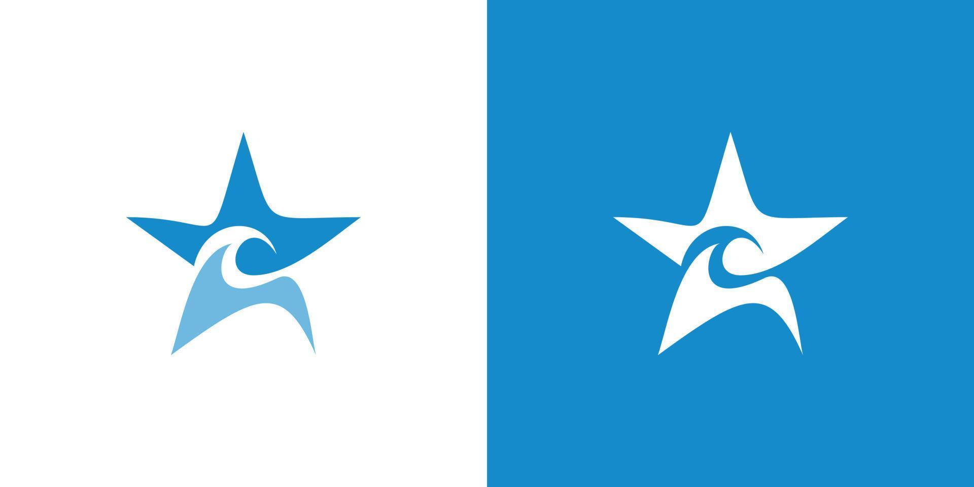 diseño de logotipo de estrella de onda único y moderno vector