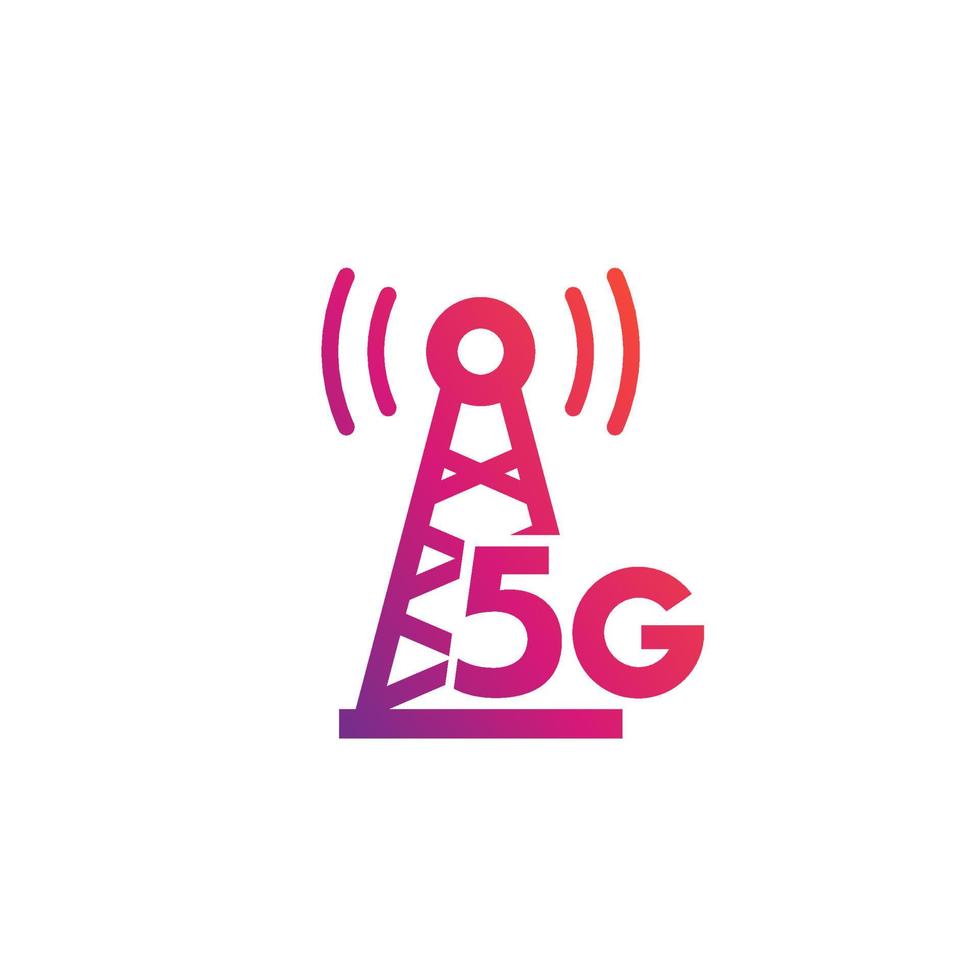 5G antenna icon on white, vector