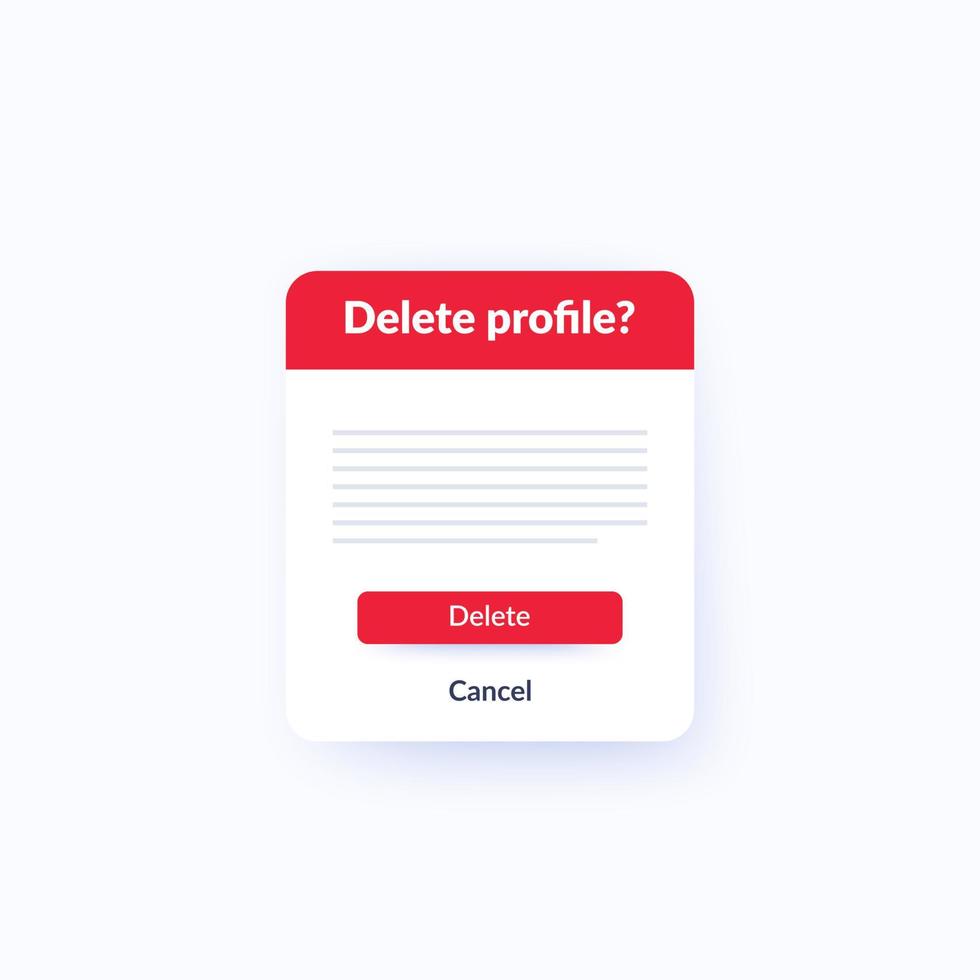 Delete profile form, vector design