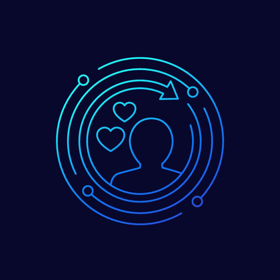 customer retention icon, client satisfaction line vector