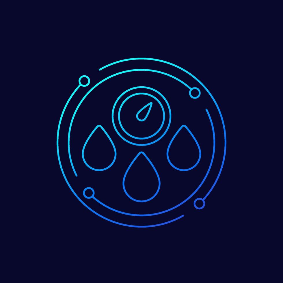 Hygrometer icon, humidity control linear design vector