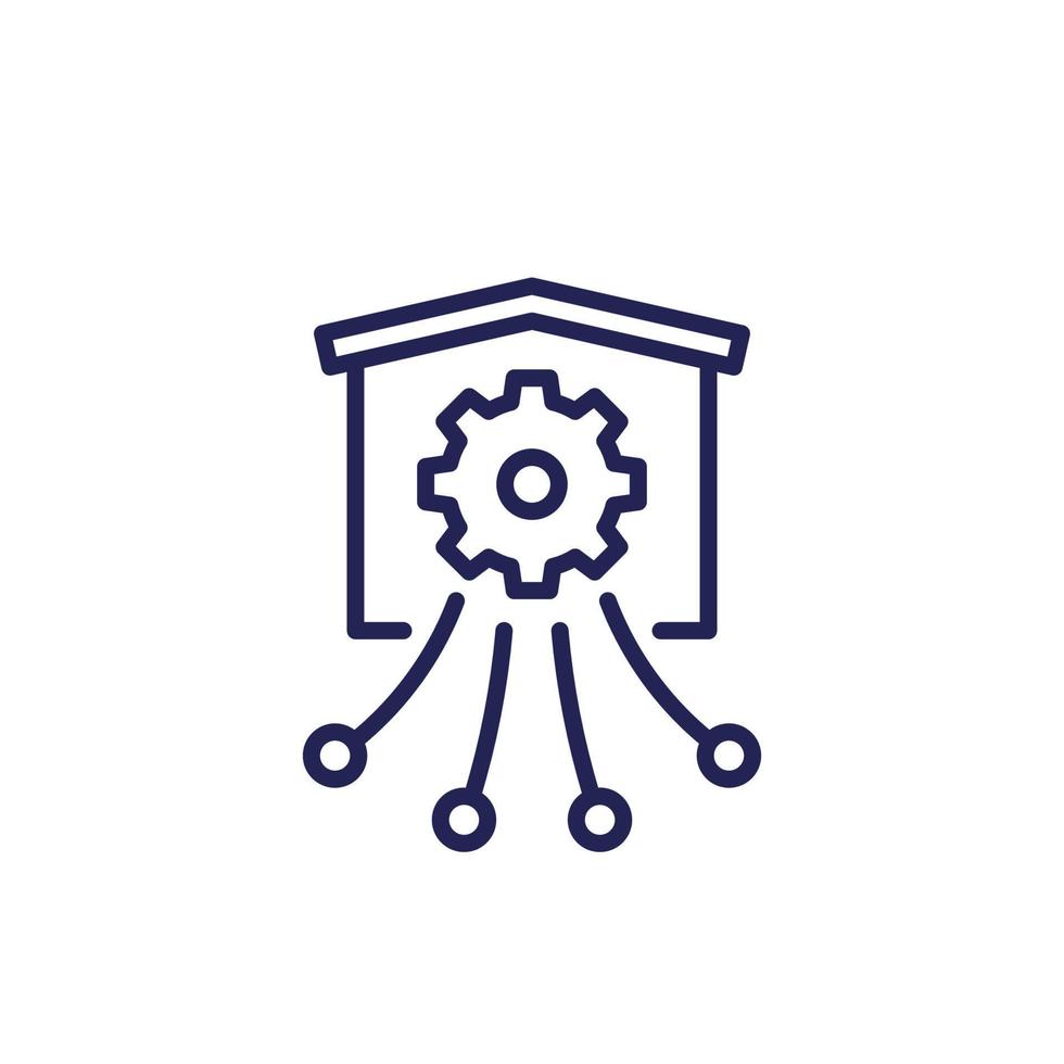 warehouse, distribution and logistics optimization line icon vector