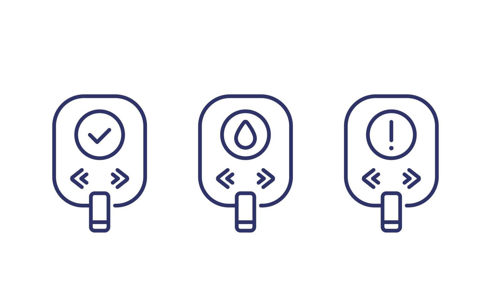 Glucose monitor, glucometer line icons vector