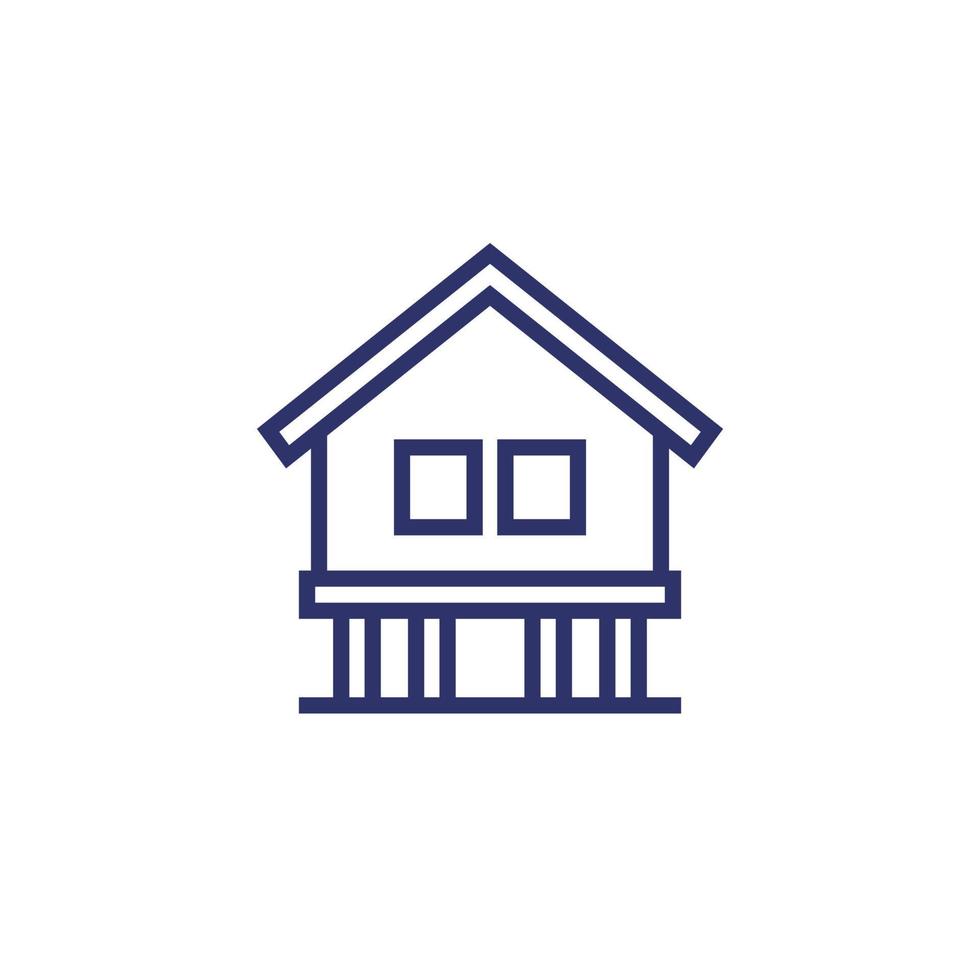 Stilt house line icon, vector