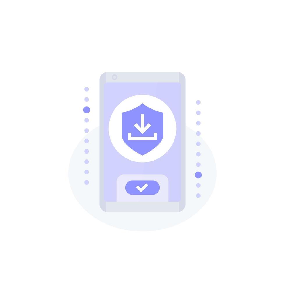 Secure download icon with a smartphone vector