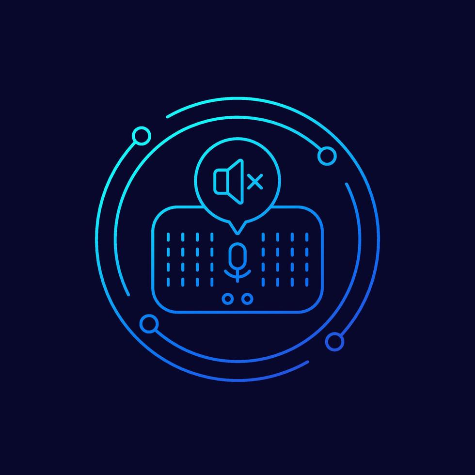 Smart speaker, sound off line vector icon