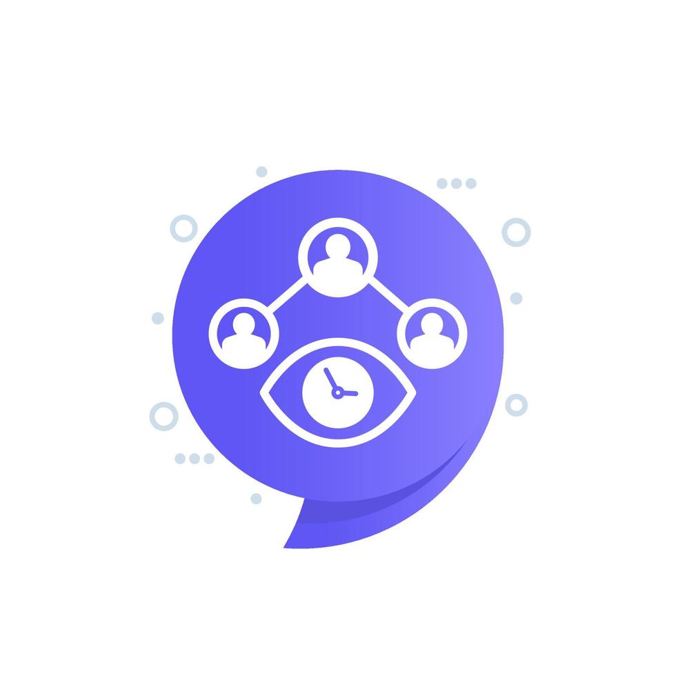 eye and clock, time tracking vector icon