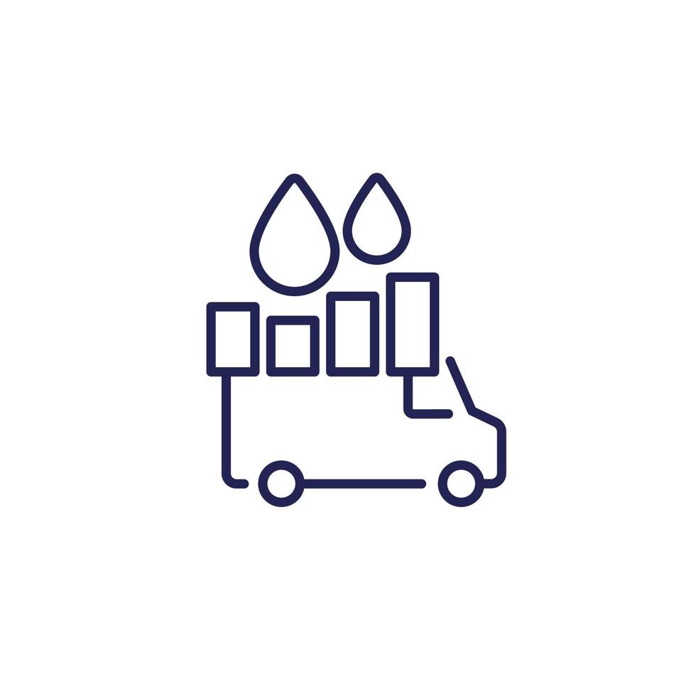 icono de línea de consumo de combustible con una furgoneta vector