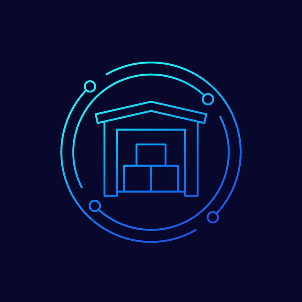 storage icon, warehouse linear design vector