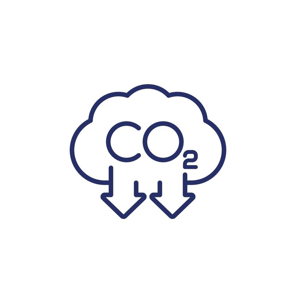 co2 gas, carbon emission reducing line icon vector