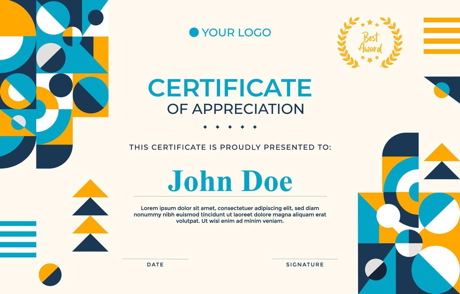 Flat Design Geometric Certificate Concept vector