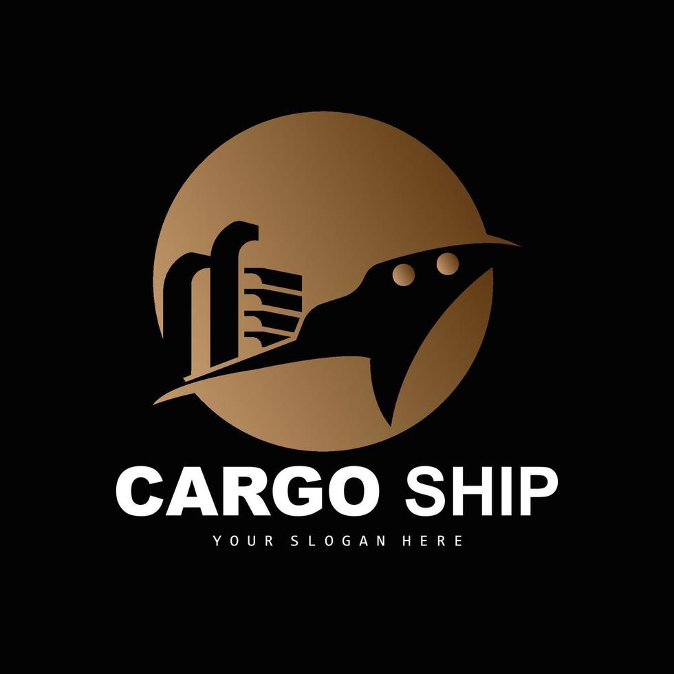 logotipo de buque de carga, vector de buque de carga rápida, velero, diseño para empresa de fabricación de buques, navegación fluvial, vehículos marinos, transporte, logística