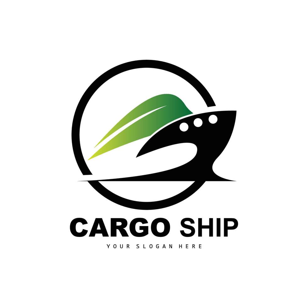 logotipo de buque de carga, vector de buque de carga rápida, velero, diseño para empresa de fabricación de buques, navegación fluvial, vehículos marinos, transporte, logística