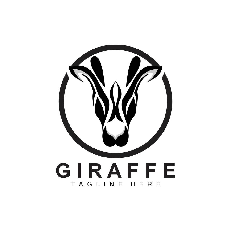 Giraffe Logo Design, Giraffe Head Vector Silhouette, High Neck Animal, Zoo, Tattoo Illustration, Product Brand