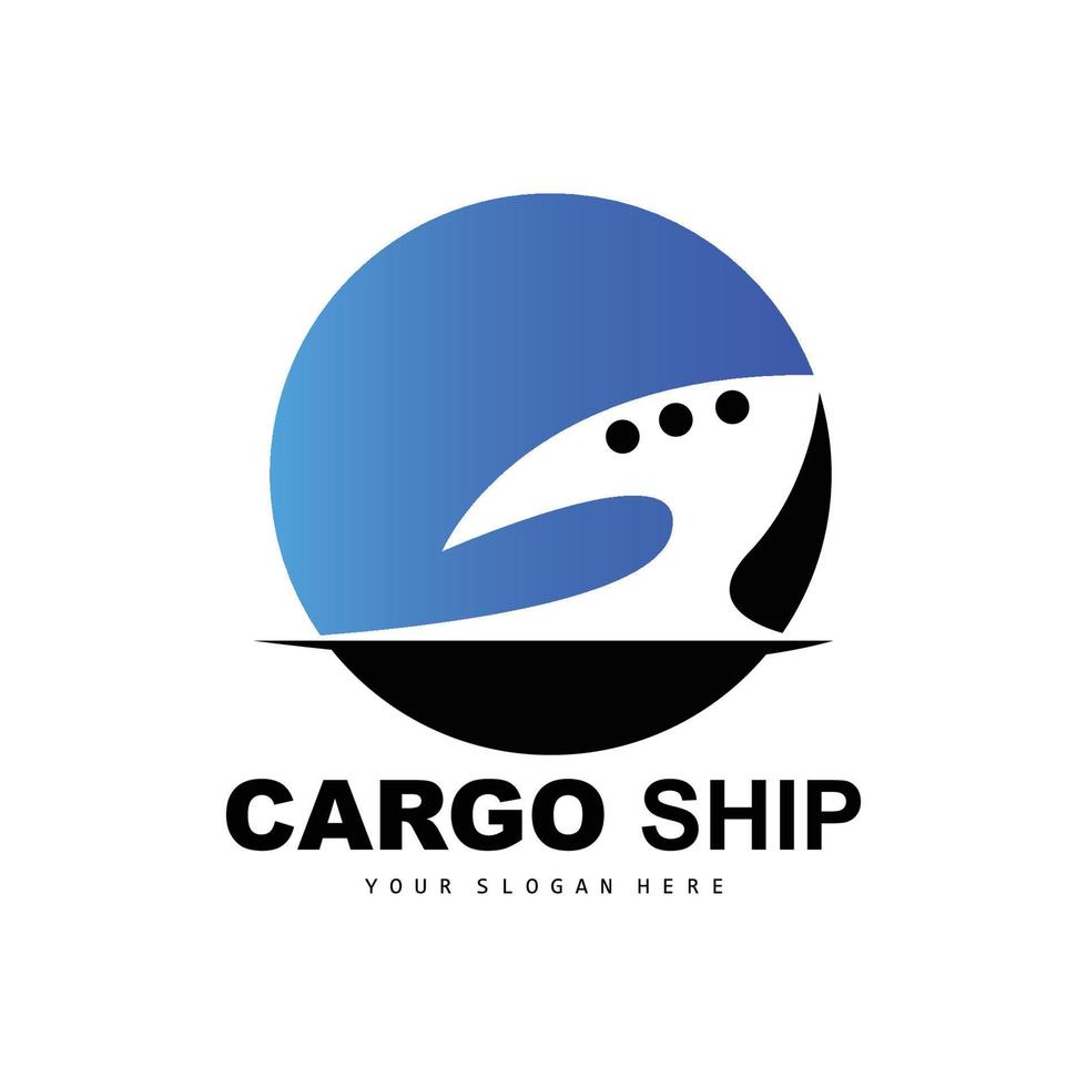 logotipo de buque de carga, vector de buque de carga rápida, velero, diseño para empresa de fabricación de buques, navegación fluvial, vehículos marinos, transporte, logística