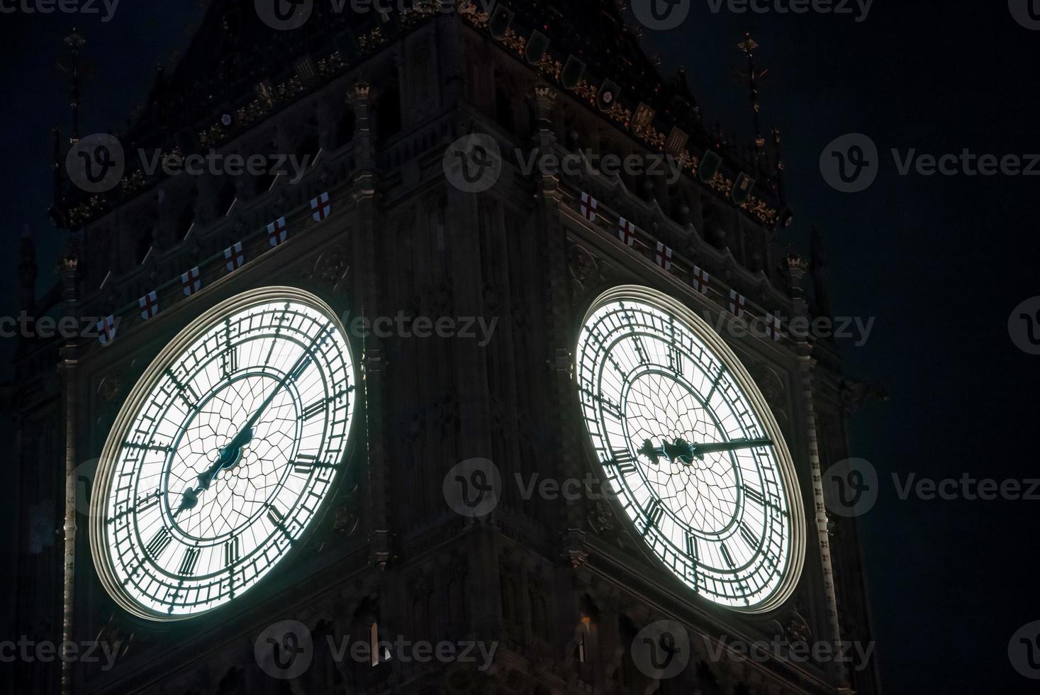Close up view of the Big Ben clock tower and Westminster in London. photo