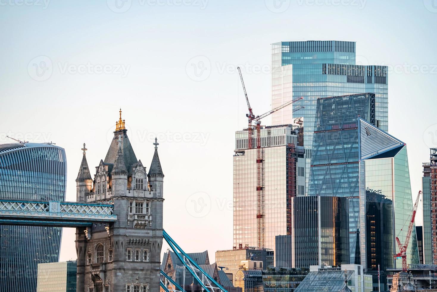 Iconic Tower Bridge connecting Londong with Southwark on the Thames River photo