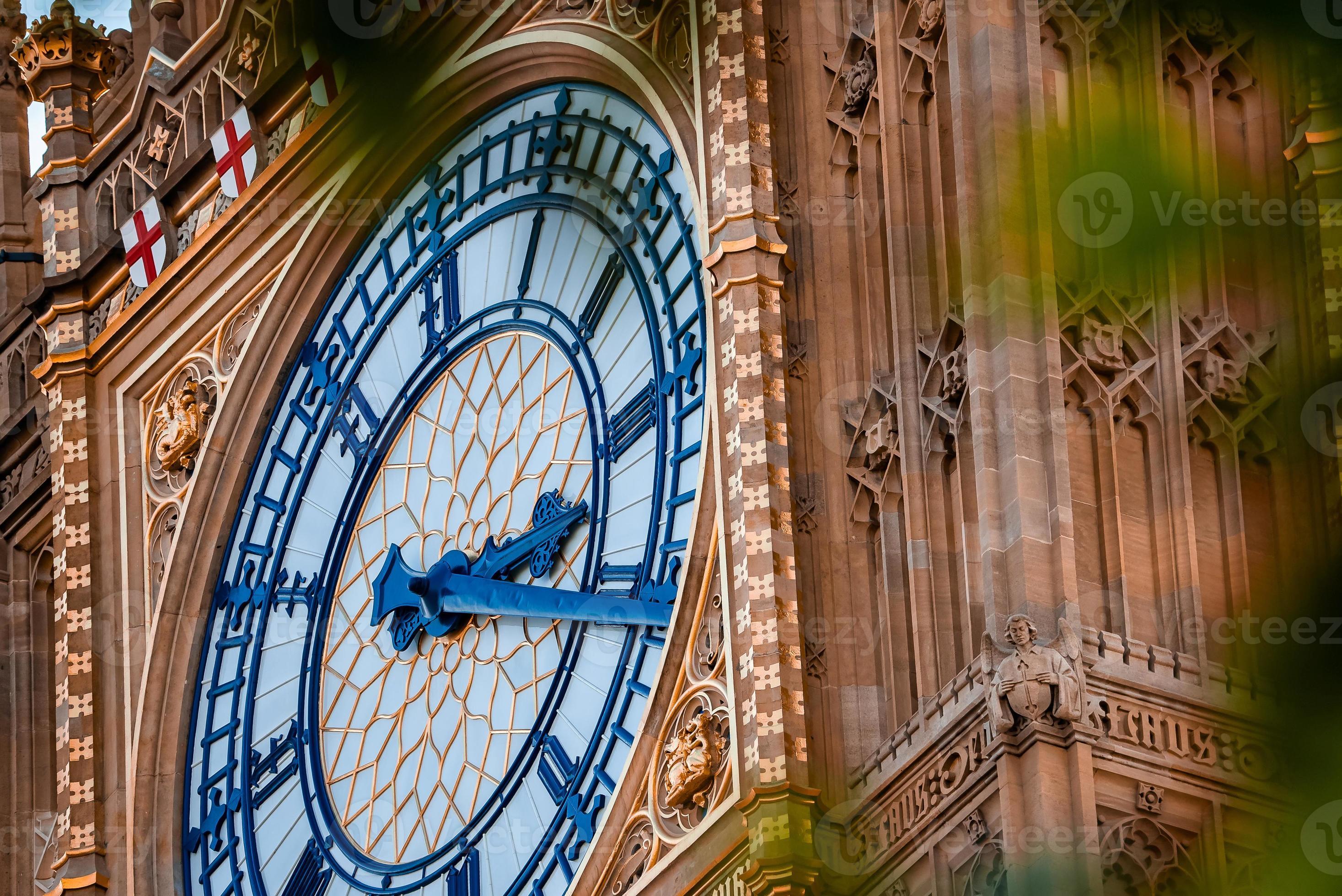 Close up view of the Big Ben clock tower and Westminster in London